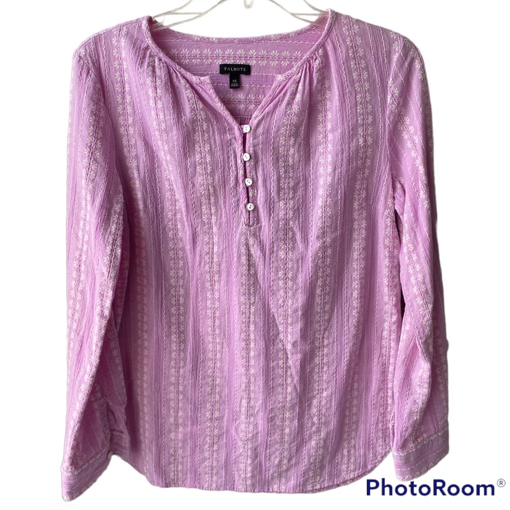 Talbots Lilac Purple Long Sleeve Blouse Top XS